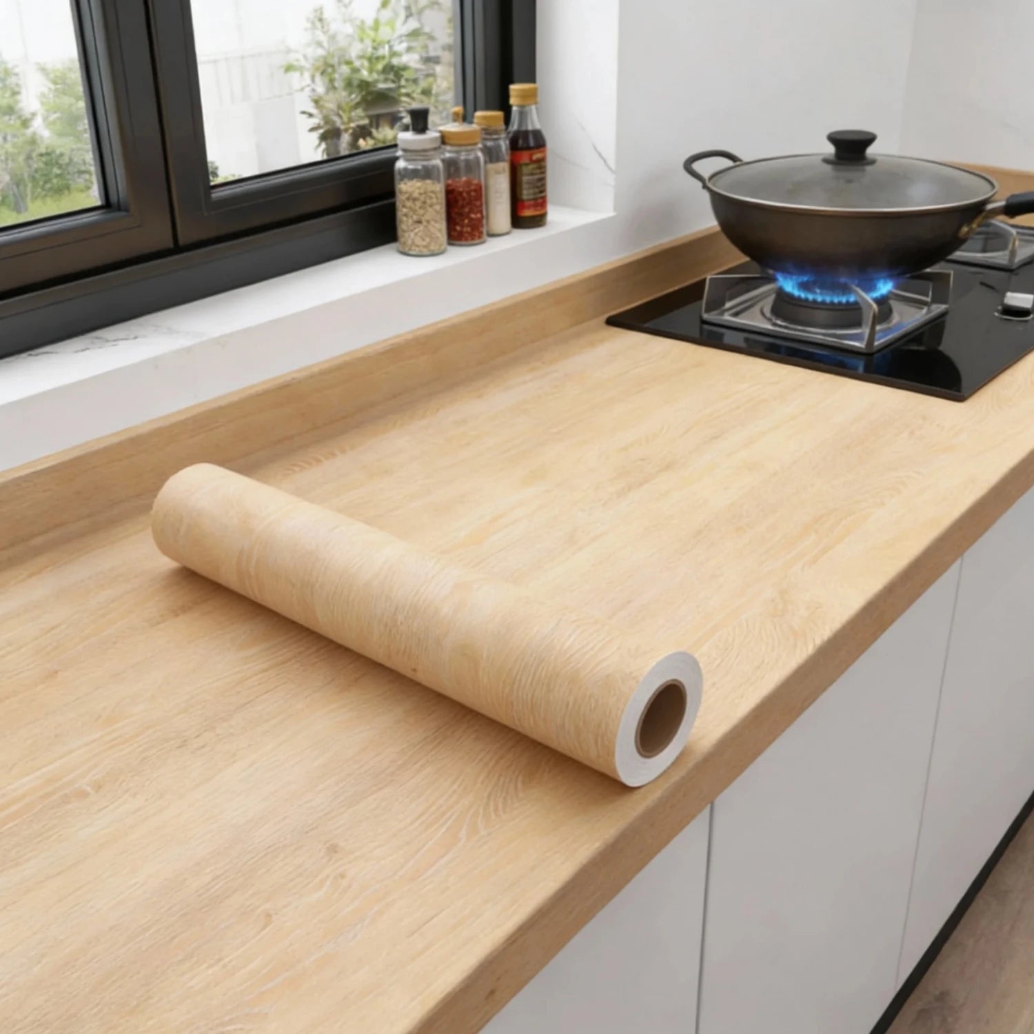 55cm Wide Self Adhesive Wood Grain Vinyl Wallpaper - Waterproof Home Decor Stickers for Door Wardrobe Cupboard Table Furniture