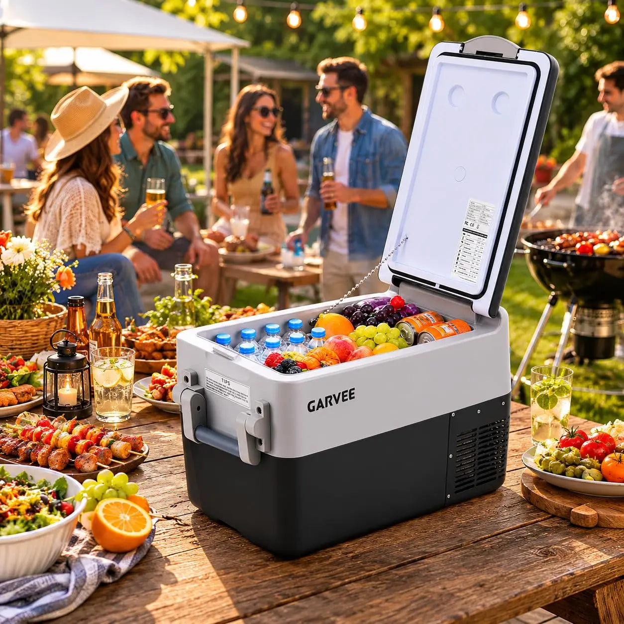 Portable Car Refrigerator 53QT Dual Zone 12V Fridge Freezer With App Control 12/24V DC And 110-240V AC Portable Cooler For Camping Fishing Travel And Home Use