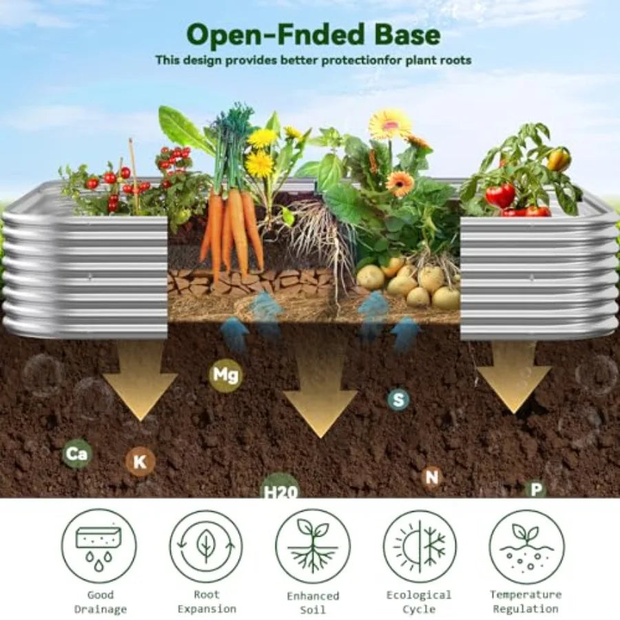 3 Pack Raised Beds for Gardening Corrugated Galvanized Steel Raised Garden Bed Outdoor Metal Above Ground Garden Bed for Vegeta