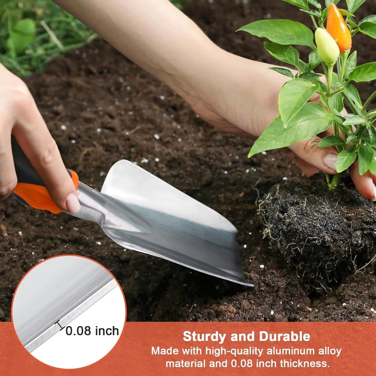 Garden Shovel Garden Hand Trowel, Heavy Duty Hand Shovel with Ergonomic Handle, Small Gardening Tools for Digging, Rust Resistan