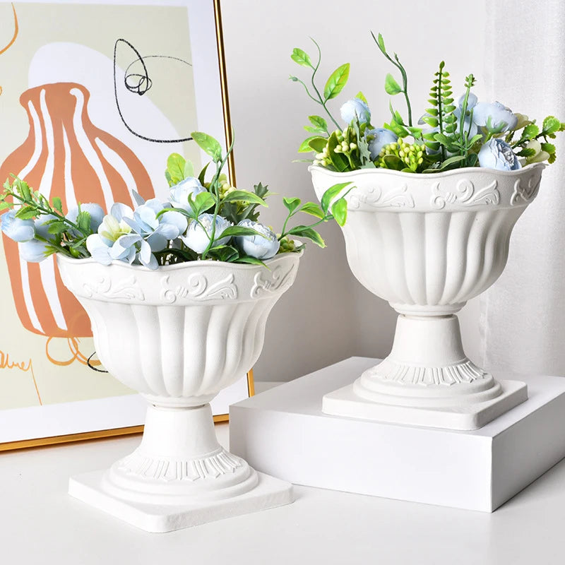 1pcs Large Outdoor Planter Roman Column Flower Pot Planting Pots Balcony Household White Plastic Porch Decor Flowerpot