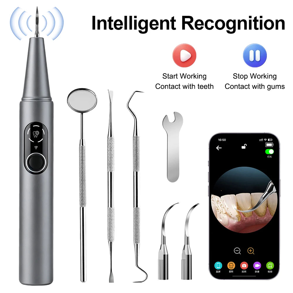 New Visual Ultrasonic Dental Scaler 500W 360°HD Camera Tooth Cleaner with LED Light Dental Stains Tartar Plaque Calculus Removal