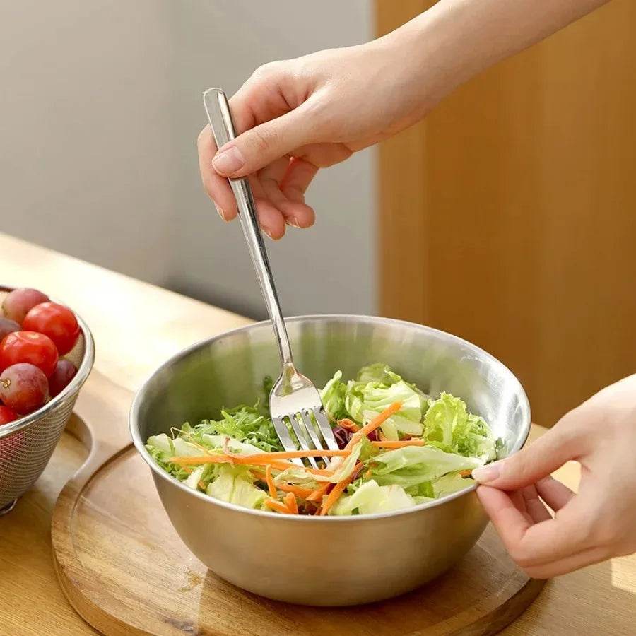 1/3pcs Stainless Steel Salad Bowl with Scale Large Capacity Flour Mixing Basin Multifunctional Bowls for Home Kitchen Essentials