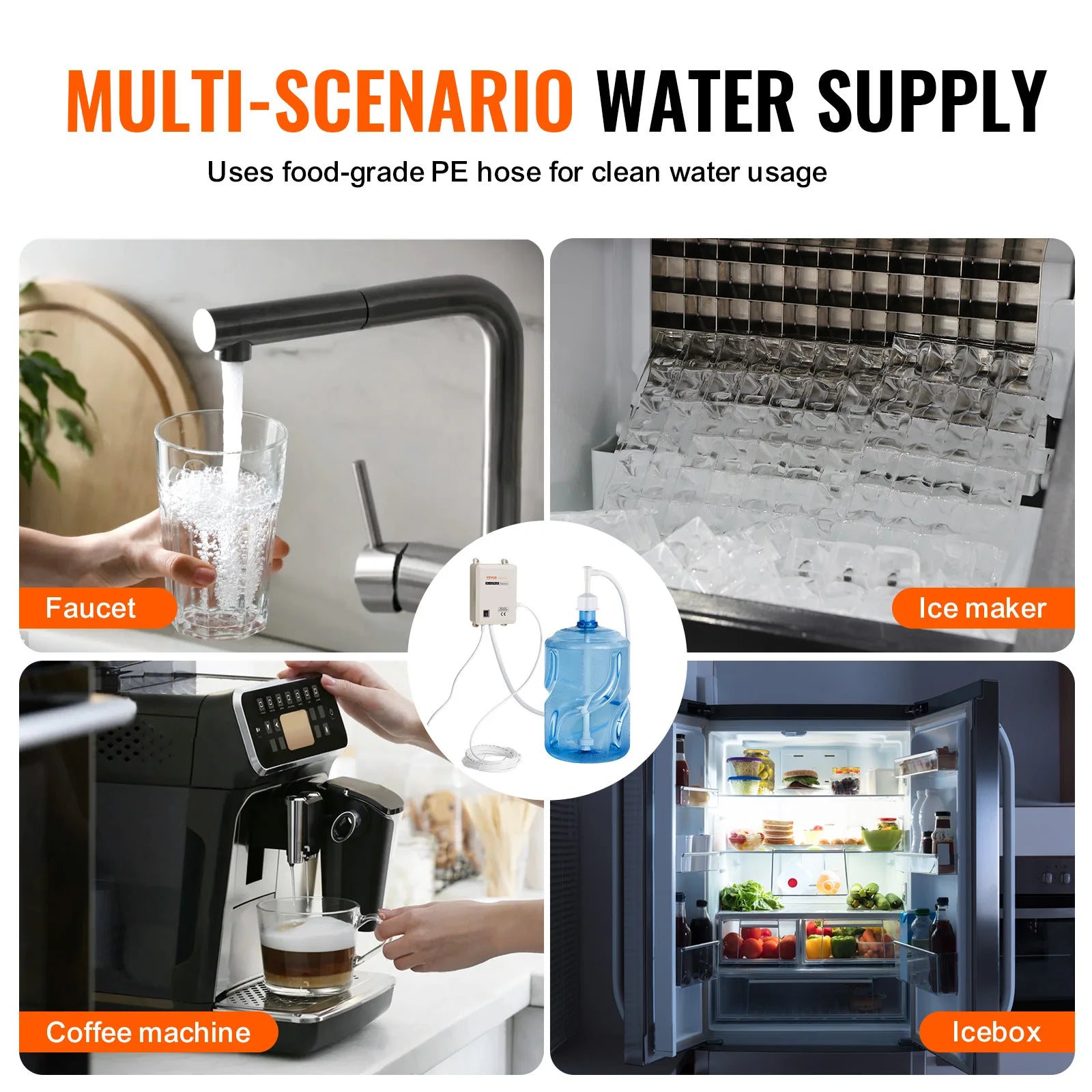 SucceBuy 5 Gallon Bottled Water Dispenser Pump System Automatic Electric Single Inlet Compatible Use w/ Tea Machine Refrigerator