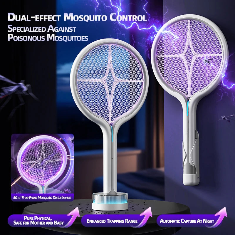 Lenovo 2-in-1 Electric Mosquito Swatter Mosquito Killer Lamp Wall Base Dualuse Rechargeable Household Automatic Mosquito Swatter