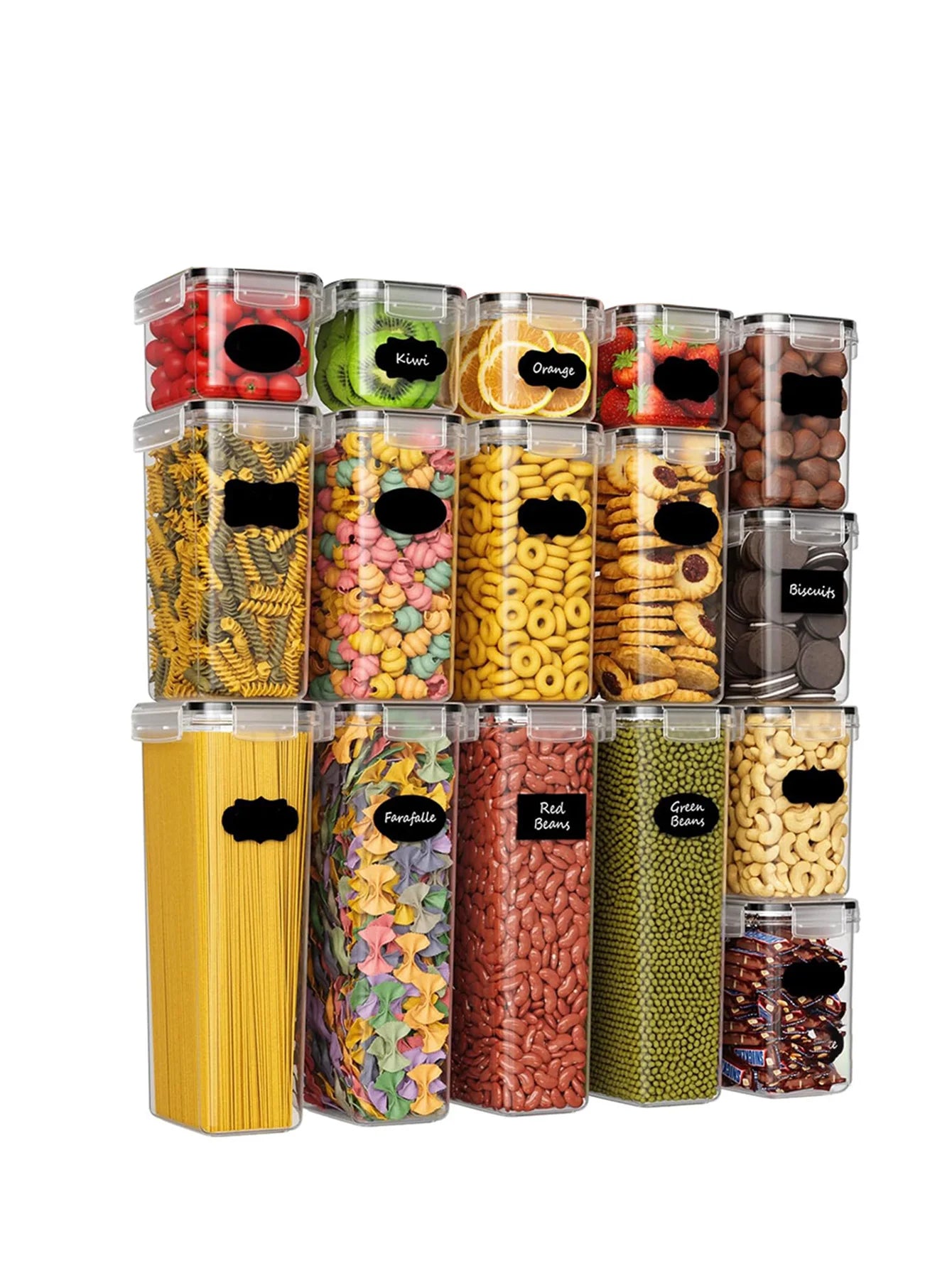 14pcs, Kitchen Gadgets, Sealed Pasta Boxes with Lids, Labels and Markings - Versatile Containers for Pasta, Dry Food,