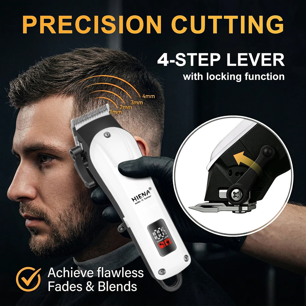 HIENA PRO 2/5Pcs Professional Hair Clippers Kit Rechargeable Hair Trimmer Men's Electric Ear and Nose Hair Trimmer Grooming Kit, Rechargeable Electric Razor, 4 Piece Set, US Local Ship