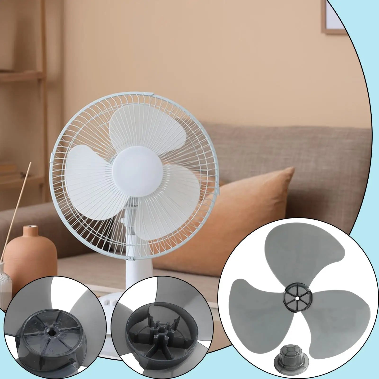 3-Blade Fan Propeller Replacement, Powerful Cooling Floor Standing Fan Blades for Pedestal Fan, Home Outdoor RV Room Use