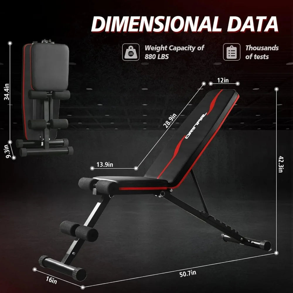 Orinar Adjustable Weight Bench Press Incline Decline Strength Training Bench Full Body Gym Workout Benches for Home Gym Fitness
