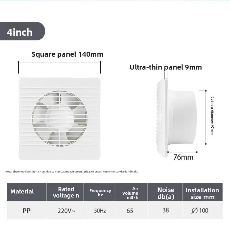 4inch 100mm Exhaust Fan Toilet Powerful Mute Exhaust Fan Household Wall Exhaust Fan Ventilation Fan