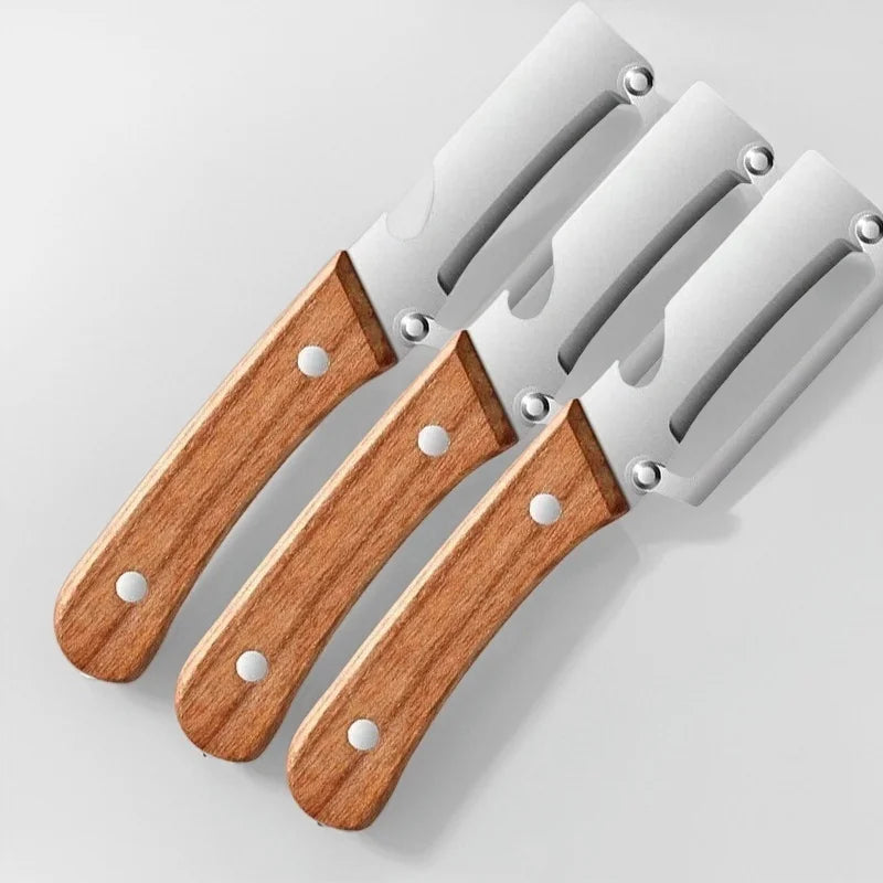 2PC Set Kitchen Peeler Stainless Steel Vegetable Peeler Wooden Handle For Peeling And Slicing Fruits And Vegetables Kitchen Tool