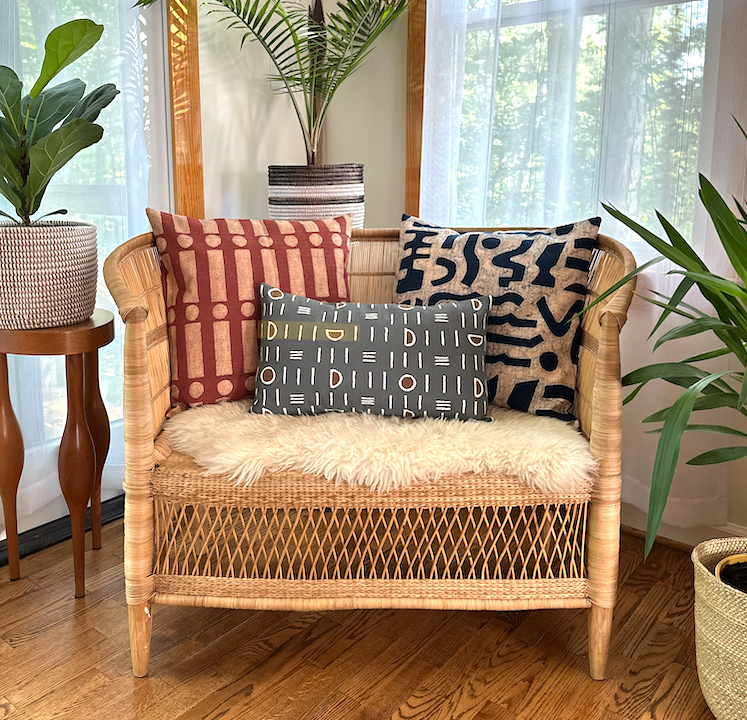 Navy Blue + Rosy Beige Bogo Marks Pillow Cover