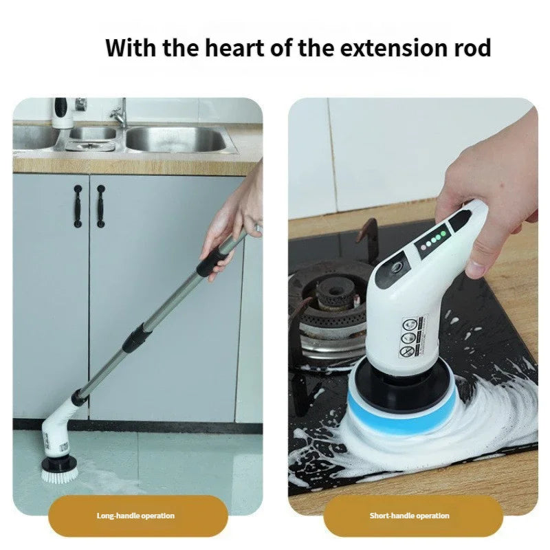 Electric Cleaning Brush:9-in-1 Head,Rotates Flexibly Multifunction Tool for Bathroom, Floors, Corner Gaps and Shower Room Glass