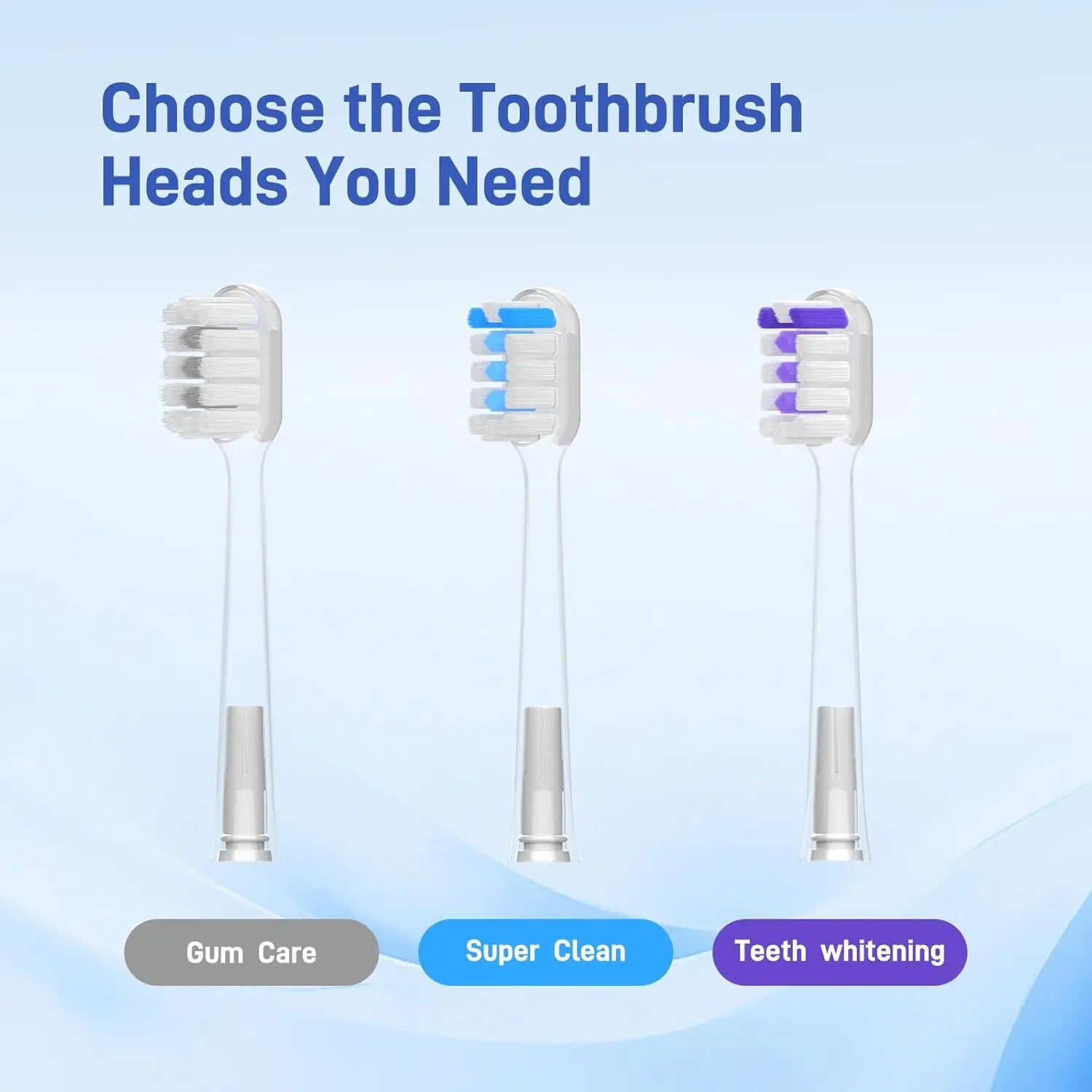 10 Pcs/Pack Replacement Toothbrush Heads For Laifen Wave Electric Toothbrush, Cleansing and Brightening , Transparent