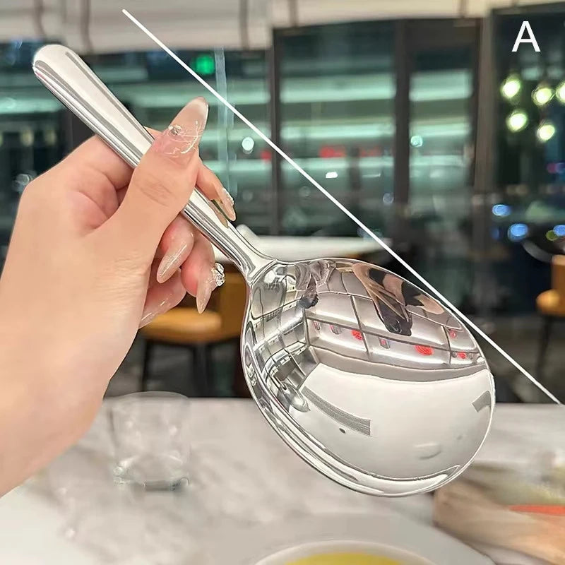 1/2Pc Stainless Steel Ladles For Serving Soup Rice Serving Spoon Drain Hole Heat Insulated Handle Kitchen Utensils For Daily Use