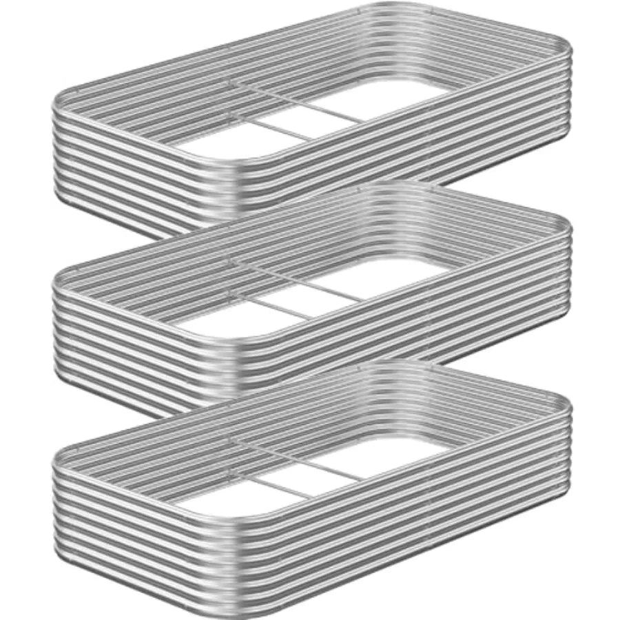 3 Pack Raised Beds for Gardening Corrugated Galvanized Steel Raised Garden Bed Outdoor Metal Above Ground Garden Bed for Vegeta