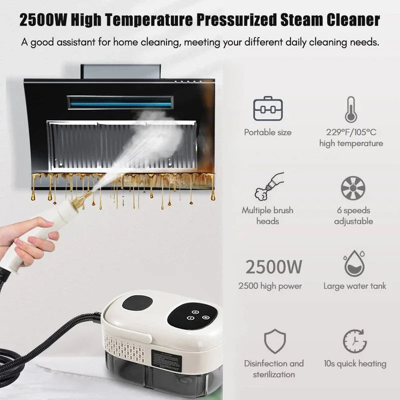 2500W High Temperature Pressurized Steam Cleaner Multi - Purpose for Air Conditioning Hood Car Home Appliance Cleaning