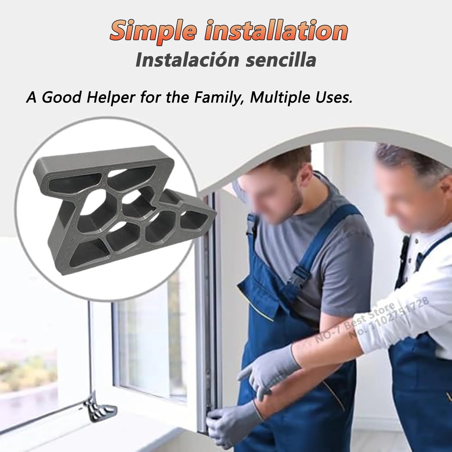 Heavy Duty Door Stopper Non-Slip Balcony Window Door Wedge Easy Install for Home Office Bathroom Kitchen, Track Lock & Anti-Slam