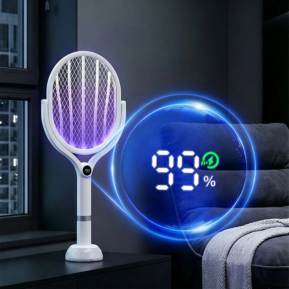 Electric Mosquito Swatter Brightness Display Type-C Rechargeable Insect Fly Zapper Mosquito Lamp Indoor Outdoor Pest Control