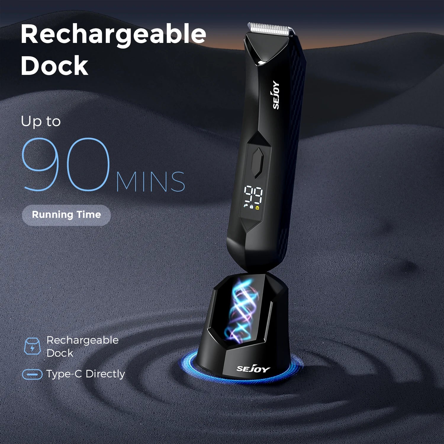 Body Hair Trimmer for Men,Pubic Hair Trimmer with LED Light - Electric Ball Shavers with Ceramic Blades & Travel Lock - Body Groomer IPX7 Waterproof Wet/Dry Use for Groin/Chest/Legs
