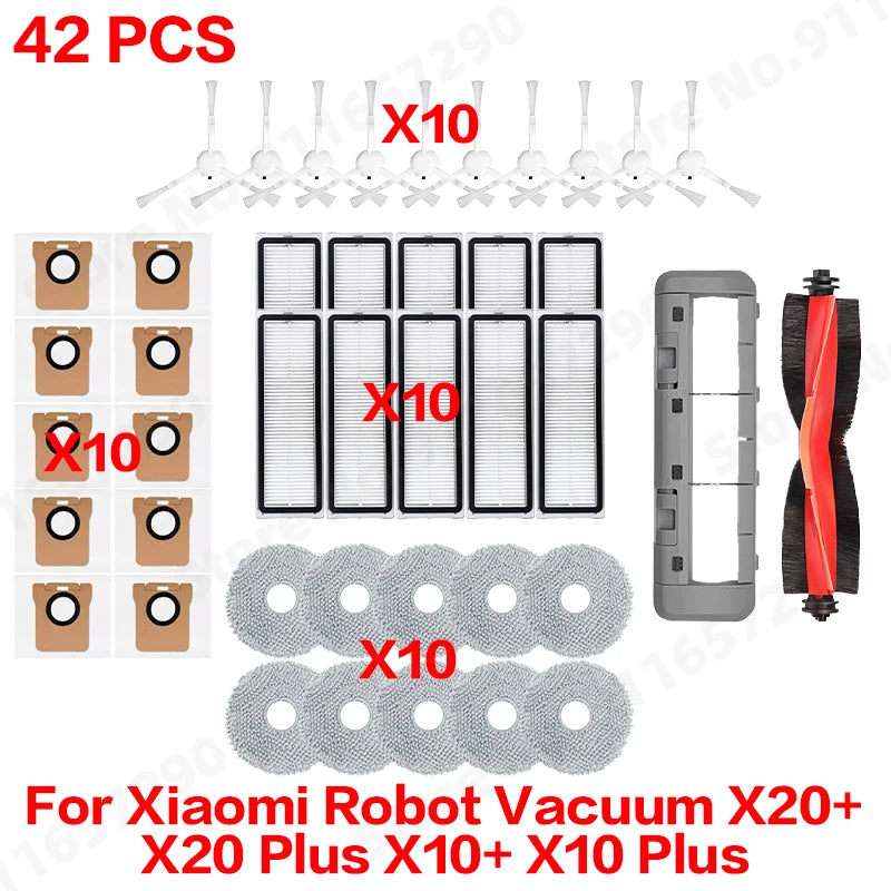 For Xiaomi Robot Vacuum X20 Plus/ X20+/X10+ / X10 Plus Spare Parts Accessories Main Side Brush Mop Cloth Dust Bag Filter