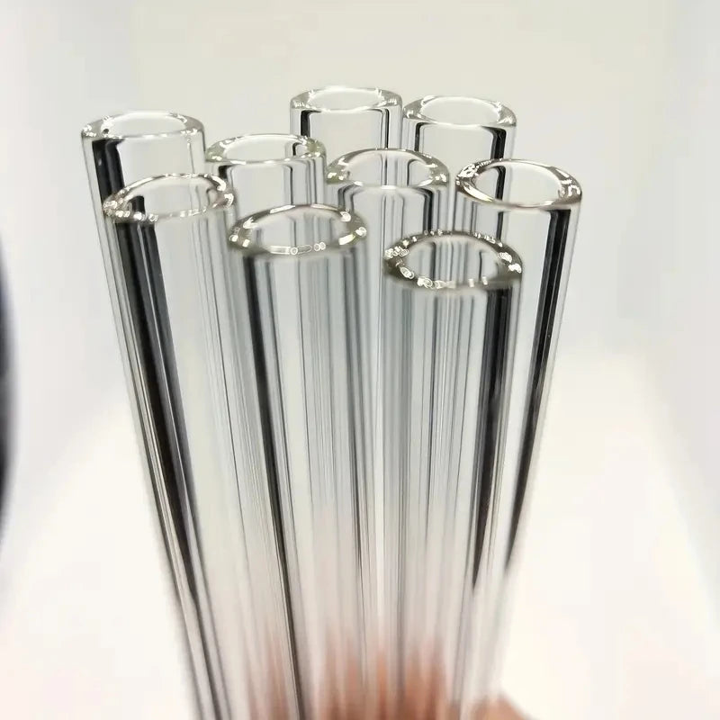 7pcs Clear/Color 4-Inch Borosilicate Glass Pipe with Puff on the End, Reusable Straws, Tube