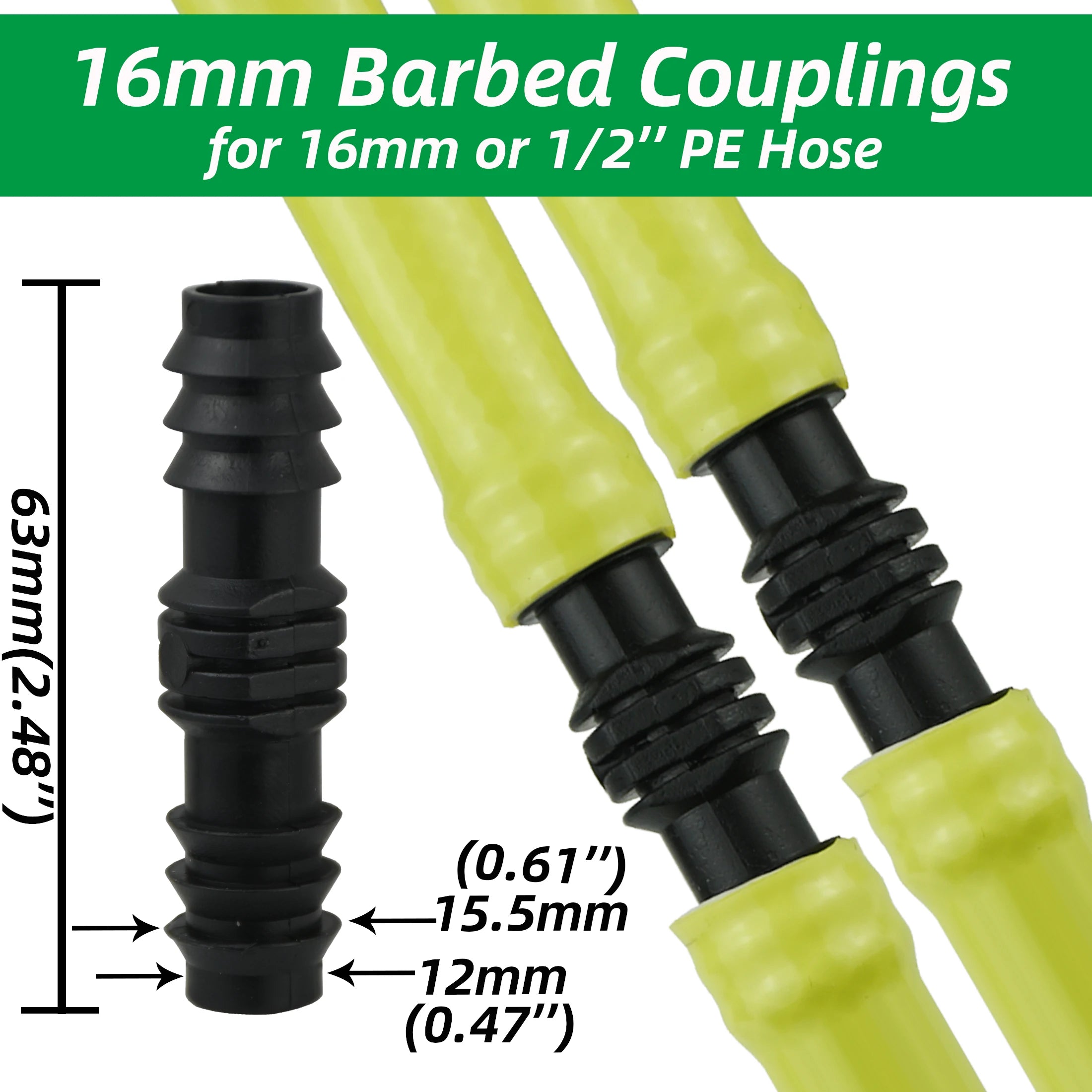 KESLA 10pcs 16mm Garden Watering Connector Couplings End Plug Tee Elbow for Drip Irrigation 1/2'' PE Pipe Hose Fitting Waterstop