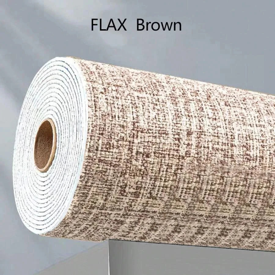 50cmX2.8M/10m Linen 3D Foam Self-adhesive Solid Color PVC Thickened Waterproof Background Wall Renovation Wallpaper Wall Sticker