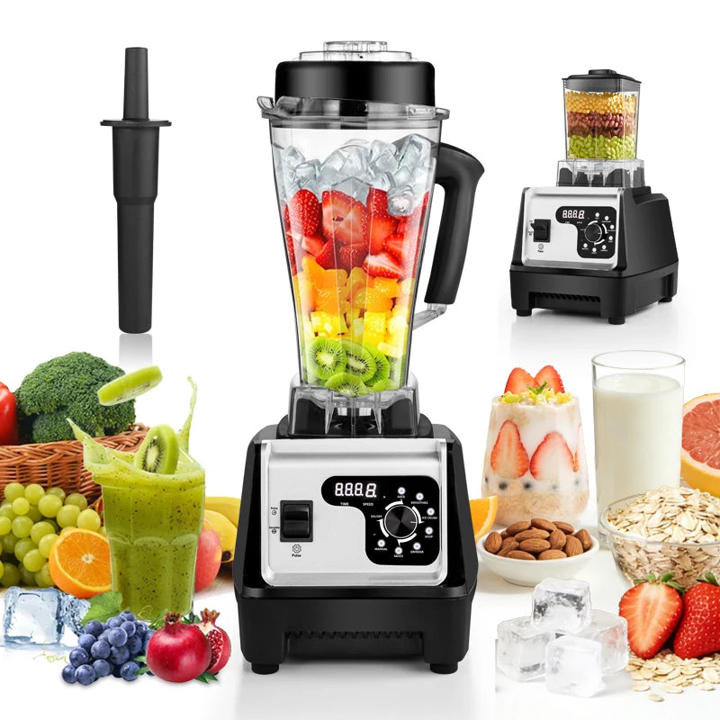 Professional food processor mixer, smoothie mixer, smoothie mixer and grinder combination, 25000RPM powerful mixer, kitchen 68Oz dual container countertop mixer