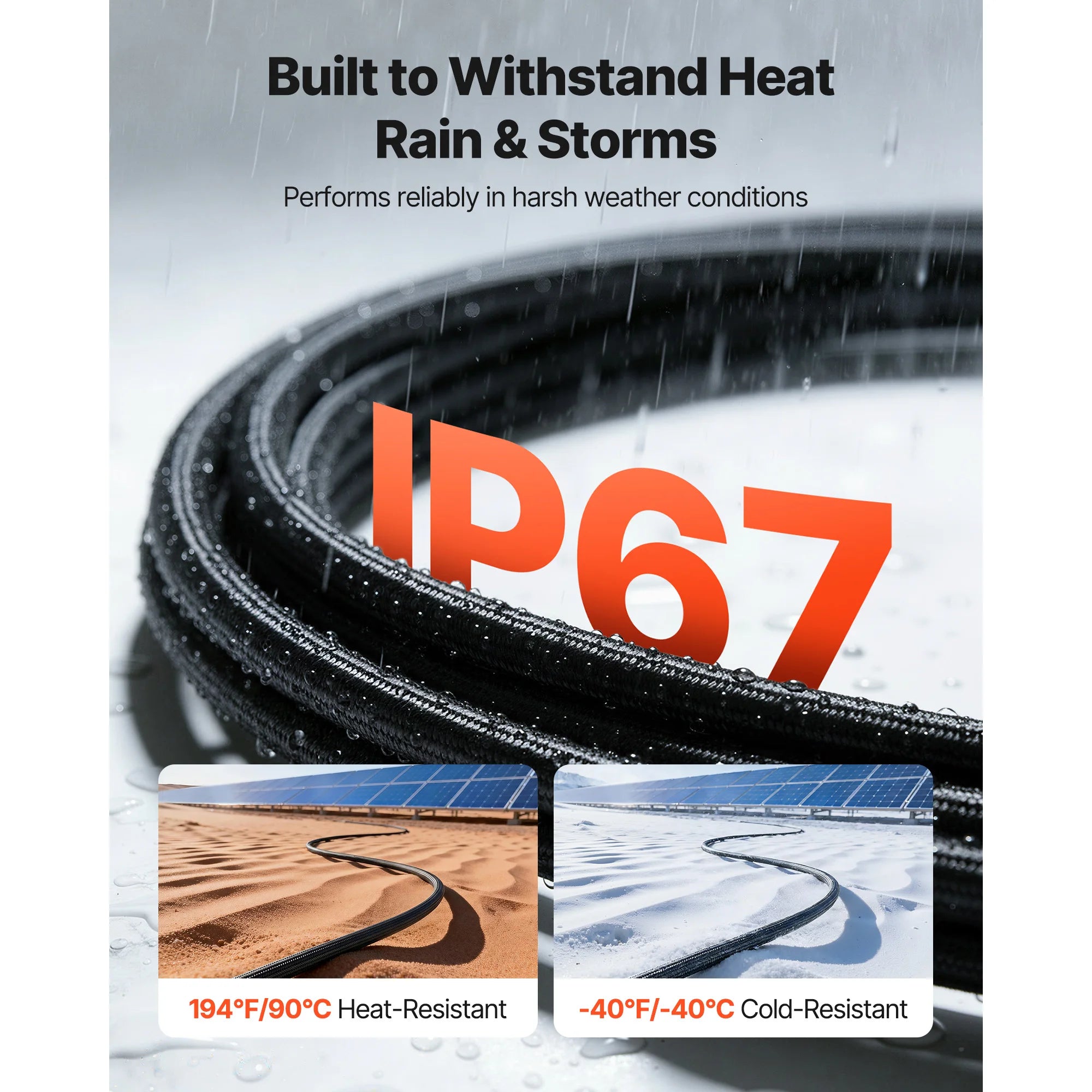 SucceBuy 30FT/50FT/100FT Solar Panel Extension Cable with Flame Retardant Protective Sleeving Female and Male Connectors for RV