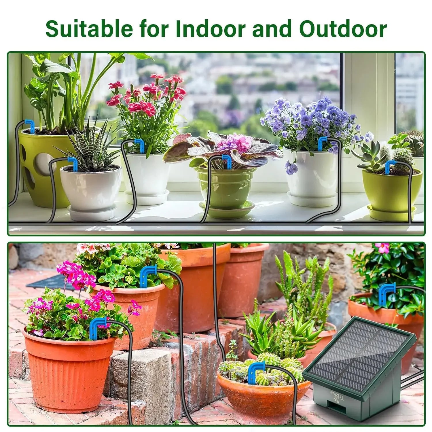 DIY solar drip irrigation kit, garden drip irrigation system, suitable for outdoor balcony garden automatic watering system