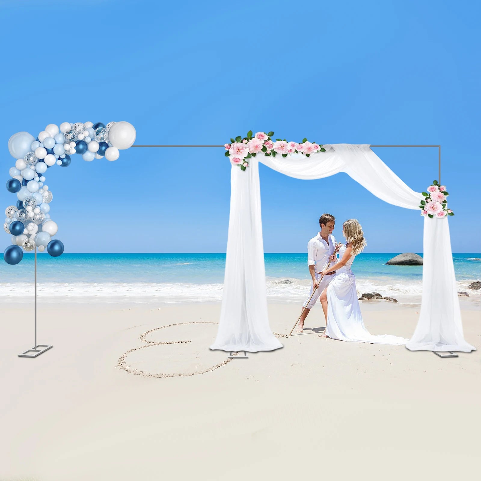 10x20ft Heavy Duty Wedding Backdrop Stand 6M x 3M Square Metal Arch Frame Kit for Stage, Photography, Party, Curtain Support
