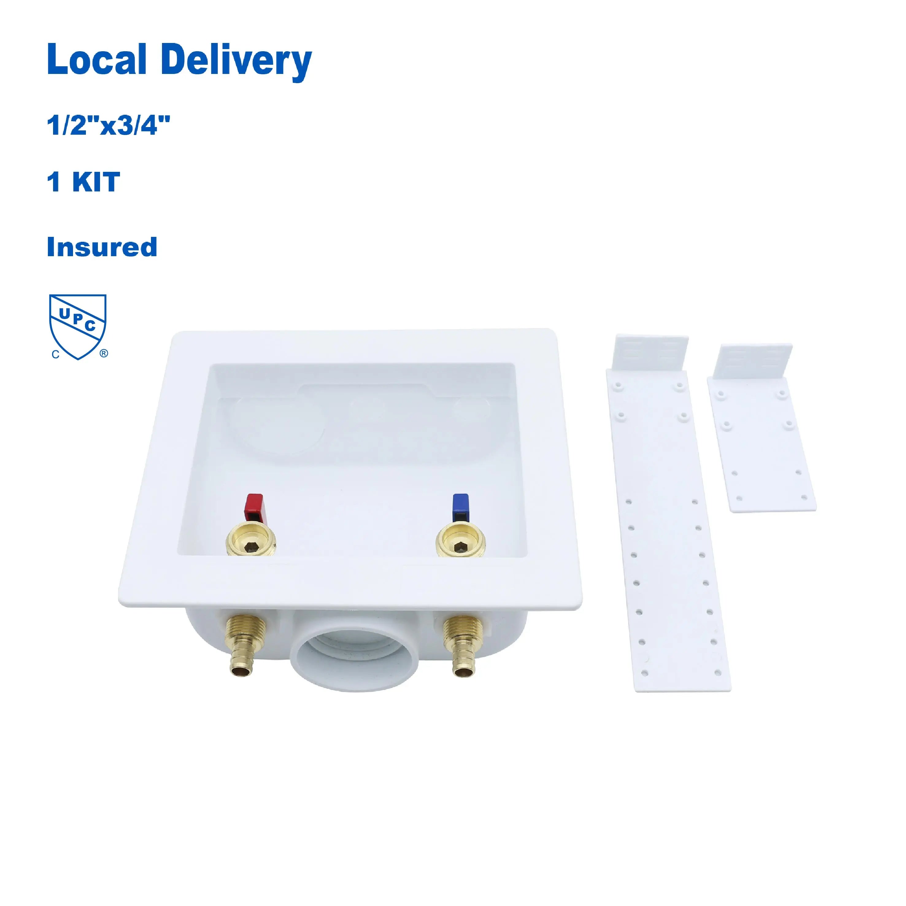 KING SMART Washing Machine Outlet Box CUPC NSF Lead Free Certified; 1/2" PEX b/F1807; 3/4" MHT Outlet, 1/4" Turn; 1 Pcs; 81214