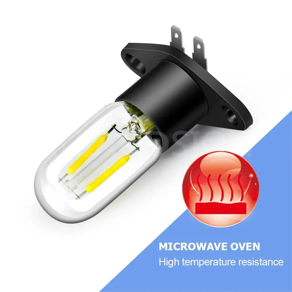 1Pcs 220-250V 2A LED Microwave Oven Lighting Bulb Small Appliance Oven Stove Refrigerator Bulb with Base Non-Dimmable