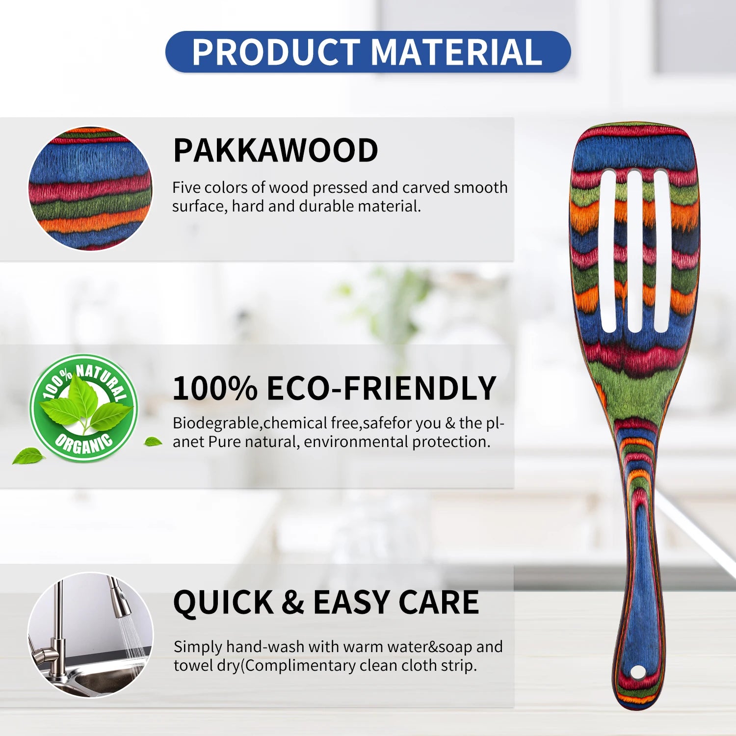 Spurtle Set, Wooden Utensils for Cooking, Pakkawood Kitchen Cooking Utensils Set, Apartment Essentials Serving Spatula Spoon