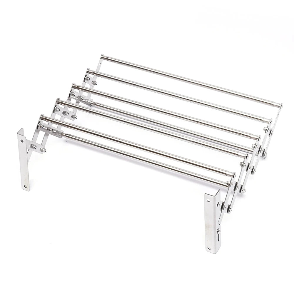 Stainless Steel Wall Mounted Laundry Drying Rack Length Adjustable 42~80cm, Foldable Towel Holder Bathroom Easy To Install