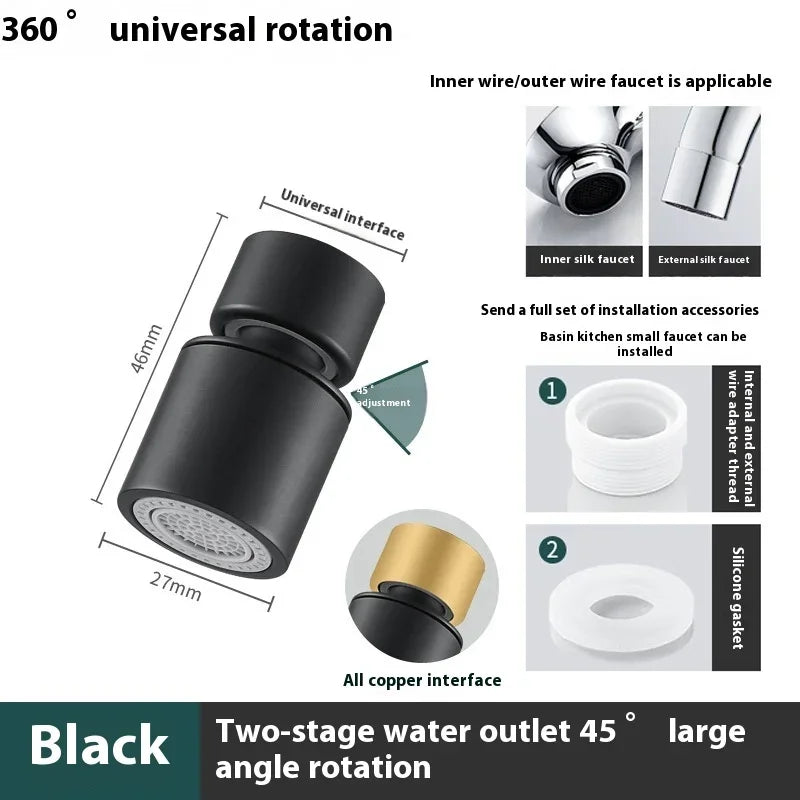 360° Basin Faucet Adapter Do Kranu Spray Filter Accessory Kitchen Sink Splash 2 Rotary Adjustable Washbasin Proof Shower Kitchen