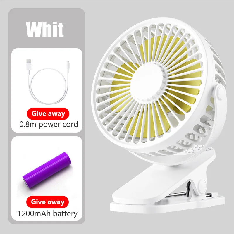 Portable USB Mini Handheld Clip Fan Convenient And Ultra-quiet Electric Fan Rechargeable Student Cute Small Cooling Ventilador