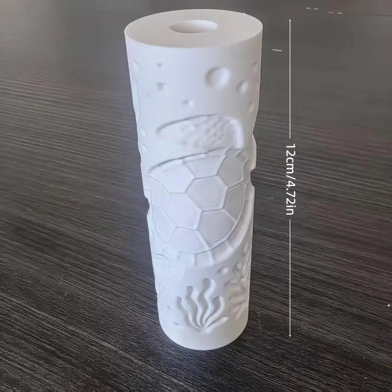 1pcs Seamless Texture Roller for Clay – Sea, Grass & Marine Patterns, No Carve, Plastic Pottery Tool