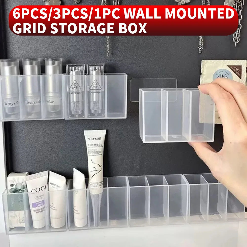 6PCS/3PCS/1PC multifunctional wall mounted compartment storage box, no punching required, suitable for storing small items in da