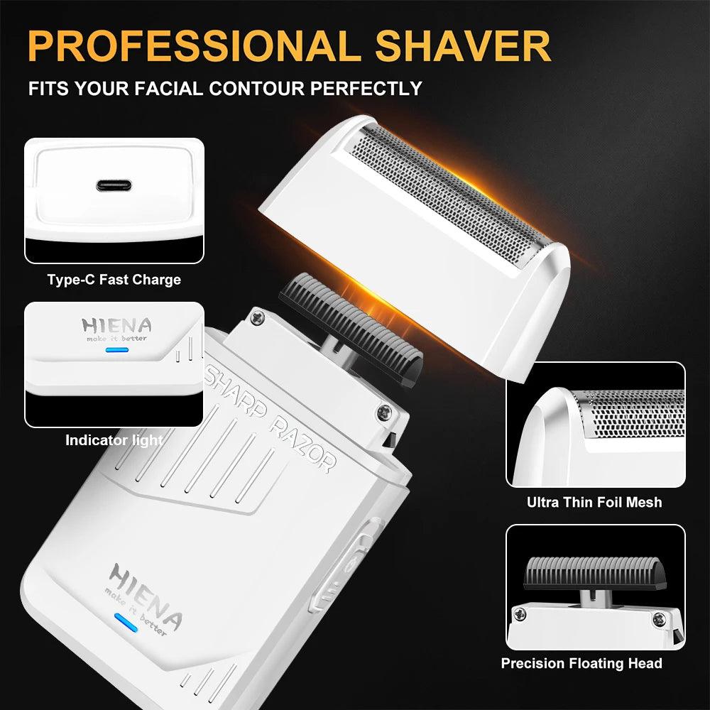 HIENA PRO 2/5Pcs Professional Hair Clippers Kit Rechargeable Hair Trimmer Men's Electric Ear and Nose Hair Trimmer Grooming Kit, Rechargeable Electric Razor, 4 Piece Set, US Local Ship