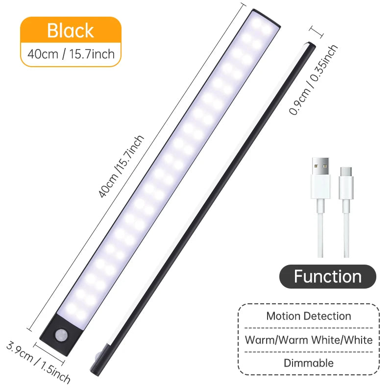Motion Sensor Light Wireless LED Night Light USB Rechargeable Night Lamp Cabinet Wardrobe Lamp Under Backlight For Kitchen Led