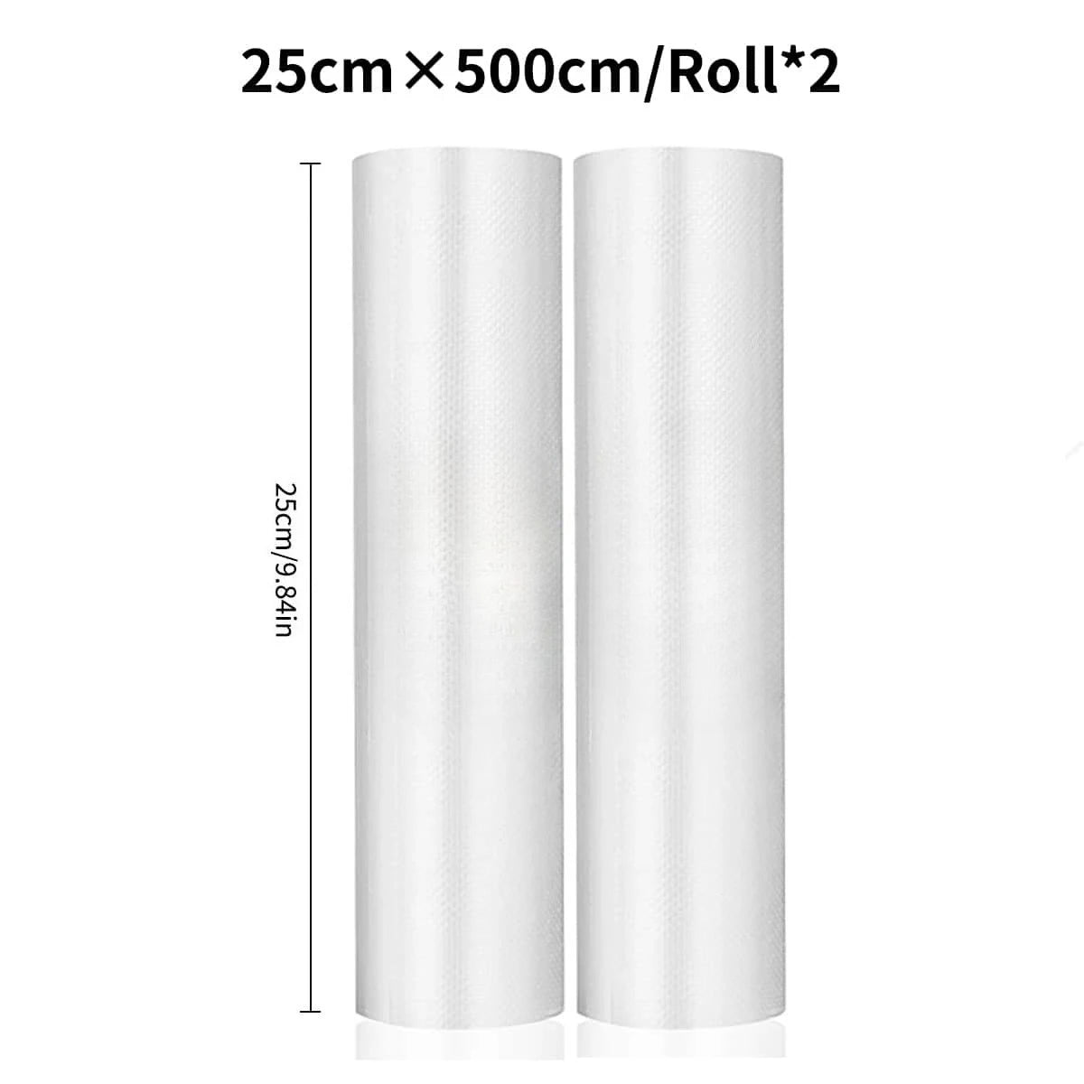2 rolls of 500cm long textured rolls, vacuum compressed bags, single-sided mesh food vacuum packaging rolls, 2 packs
