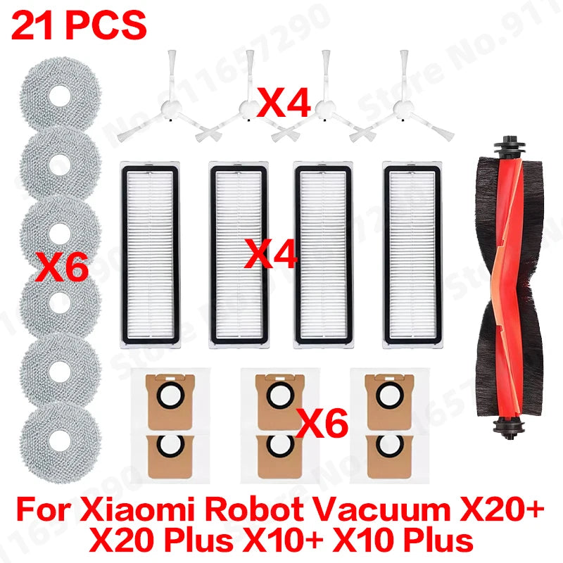For Xiaomi Robot Vacuum X20 Plus/ X20+/X10+ / X10 Plus Spare Parts Accessories Main Side Brush Mop Cloth Dust Bag Filter
