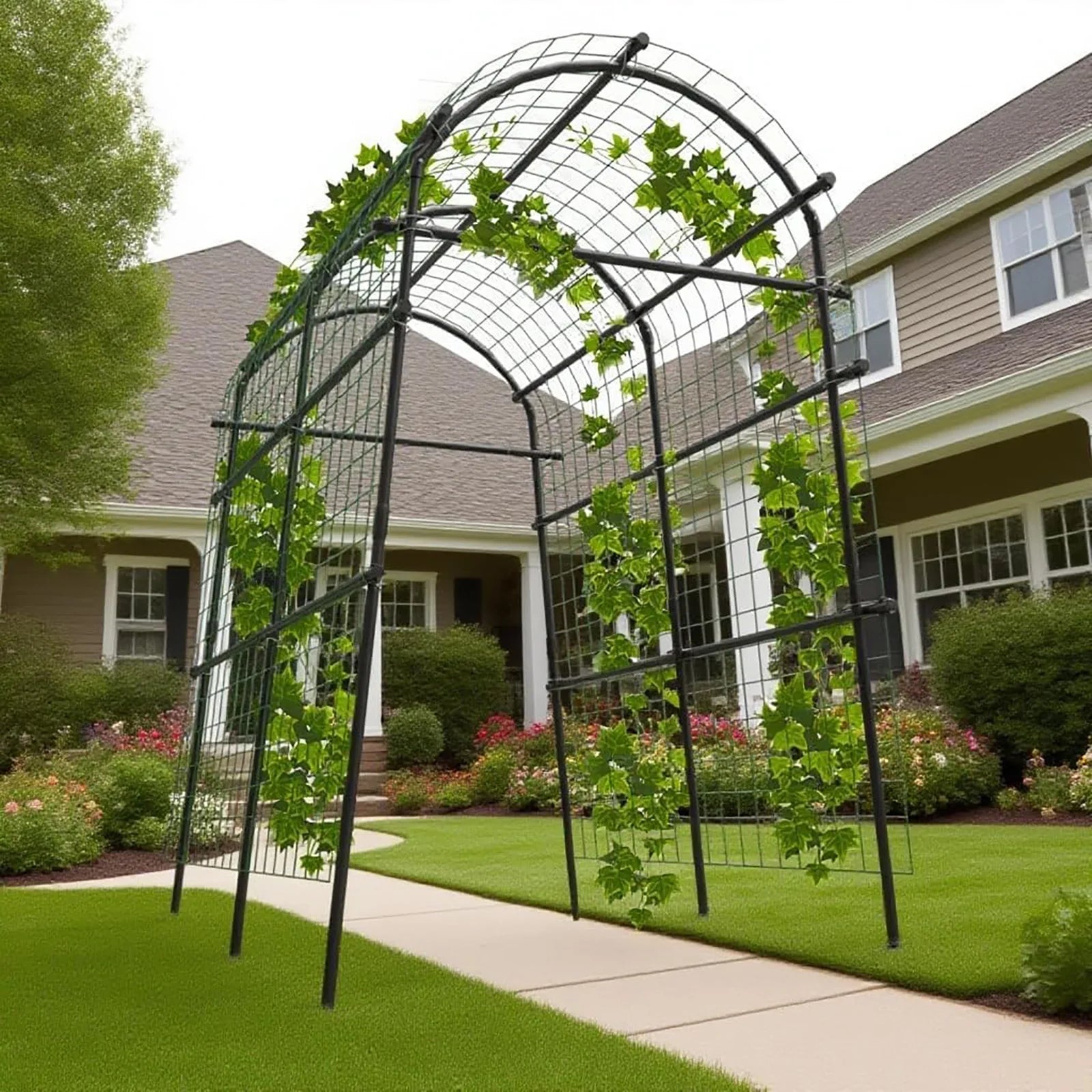 Extra Tall 7.5FT Garden Arch Trellis, 35-45in Adjustable Outdoor Arbor For Climbing Plants, Wedding Party Backdrop Frame