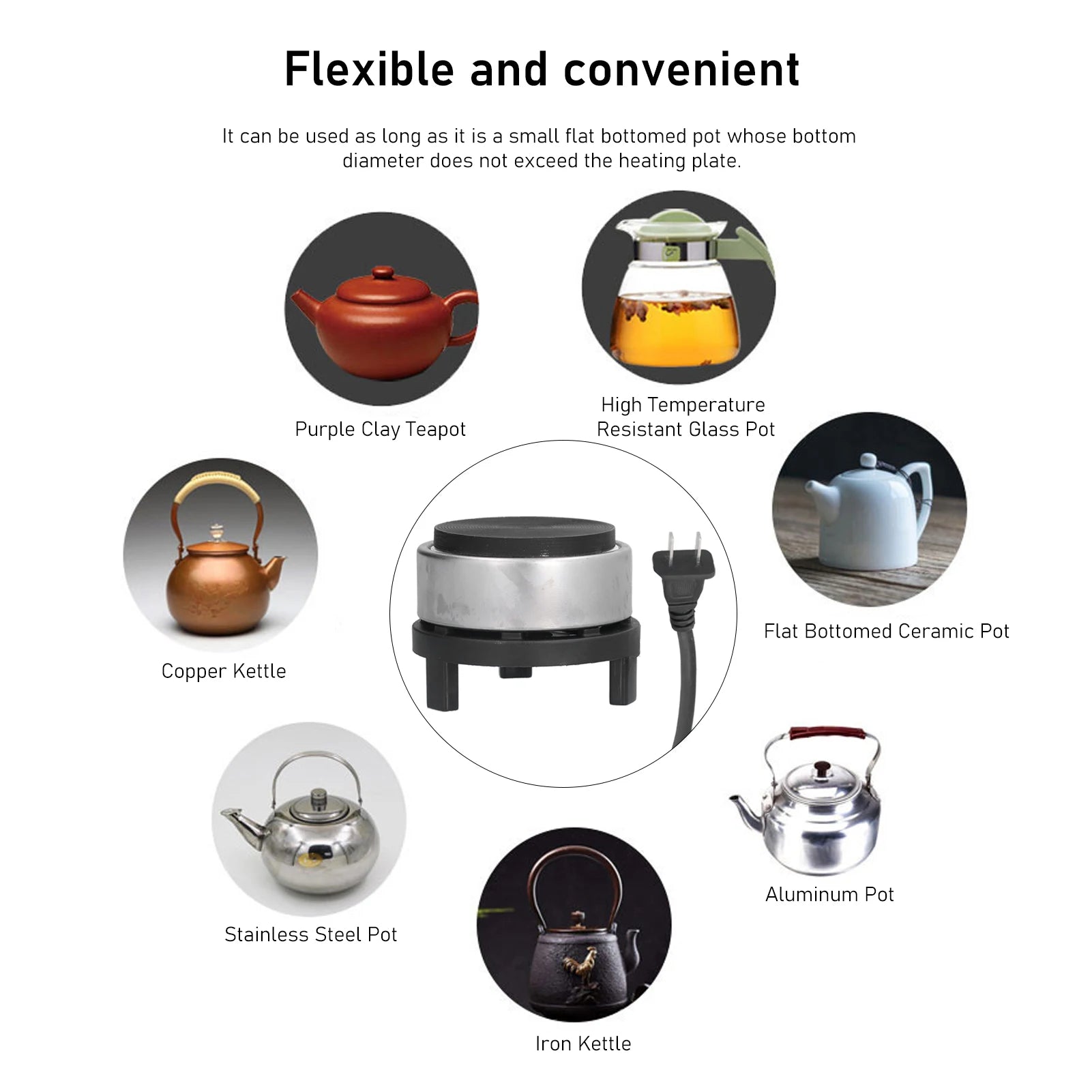 300W Mini Electric Stove Iron Hot Plate Tea Coffee Pot Warmer Heater for Home Office Dormitory Coffee Heater Electric Tea Warmer