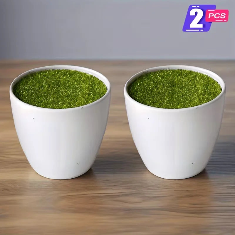 2PCS Plastic Plant Flower Pot Artificial Thick Pot Plants Pot Nursery Pot Artificial Lawn Vase White Home Garden Decoration