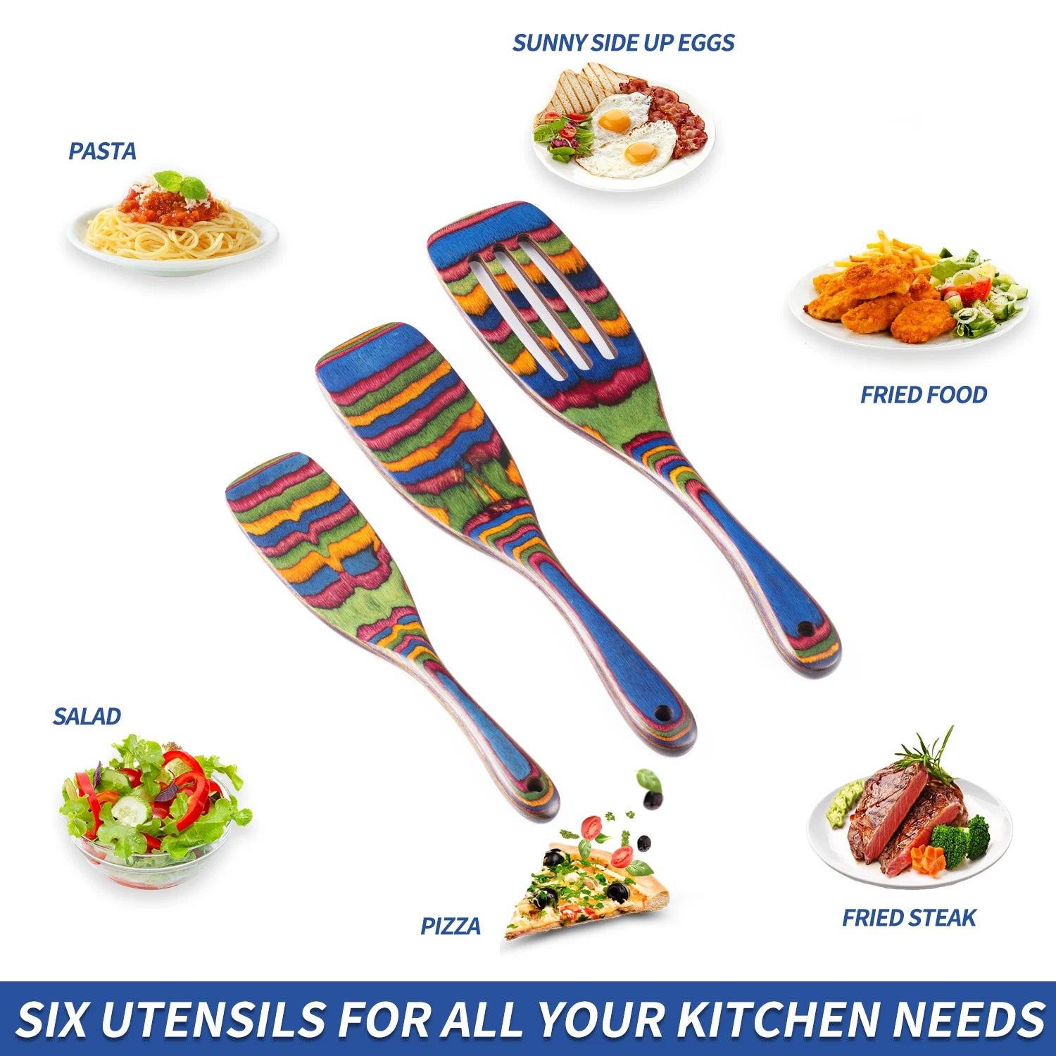 Spurtle Set, Wooden Utensils for Cooking, Pakkawood Kitchen Cooking Utensils Set, Apartment Essentials Serving Spatula Spoon