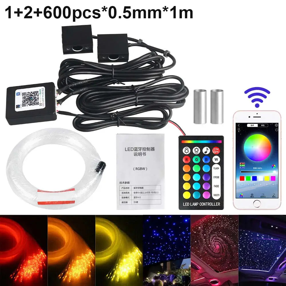 1/2/4 Split Fiber Optic Light Starry Sky Lamp APP Music Remote Control Car Roof Star Light Ceiling for Car Home