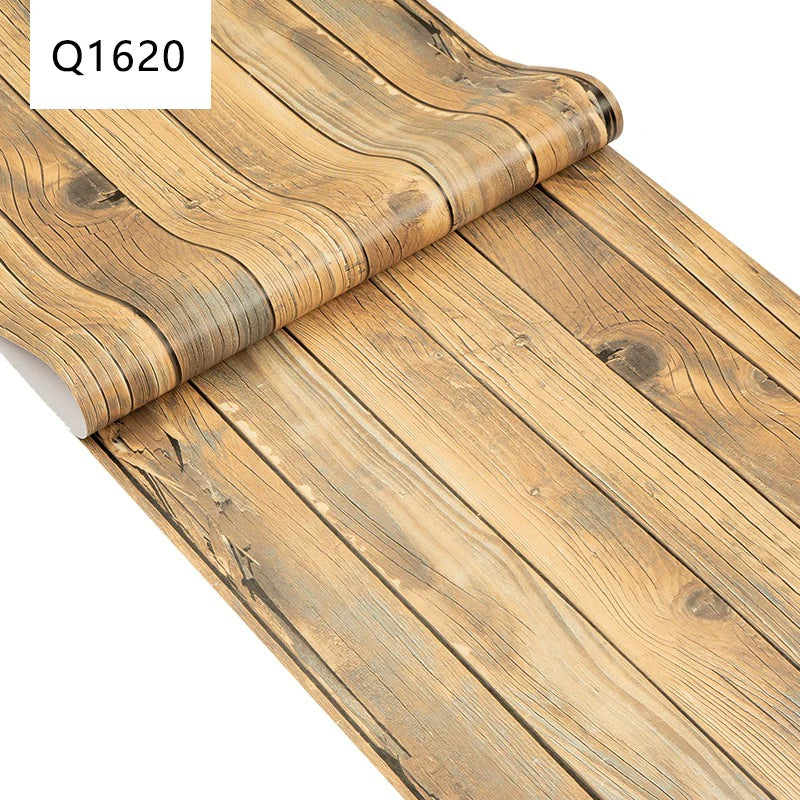 45CM PVC Wood Striped Self-Adhesive Wallpaper Background Wall Desk Cabinet Furniture Renovation Waterproof Sticker